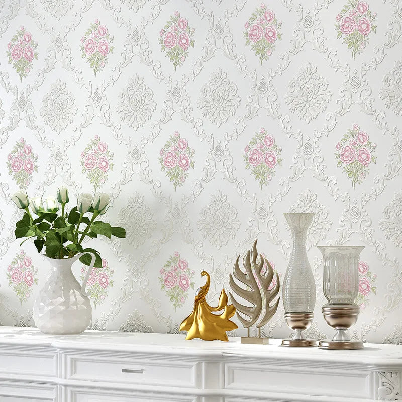 European Garden Flower Fine Embossed 3d Wallpaper Bedroom Living Room Tv Background Self Adhesive Wallpaper U159