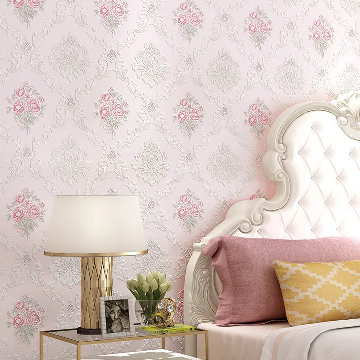 European Garden Flower Fine Embossed 3d Wallpaper Bedroom Living Room Tv Background Self Adhesive Wallpaper U159