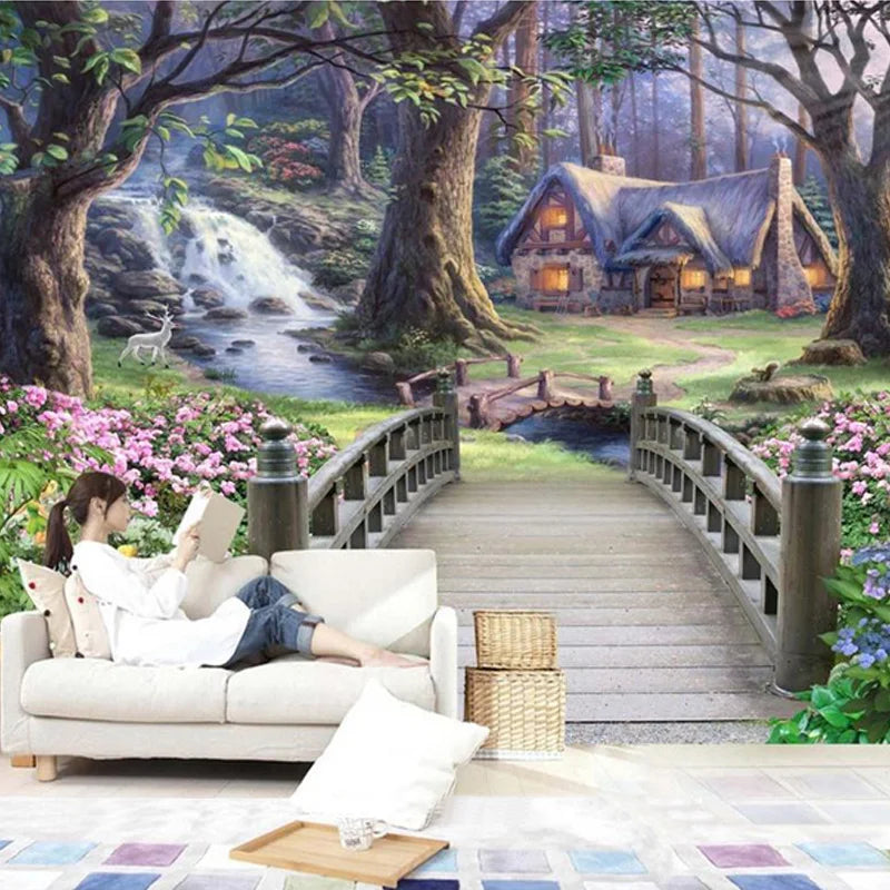 Modern Wallpaper European Fantasy World Forest Garden Custom Photo Wall Paper Murals Kids Room Background Mural Wall Paper