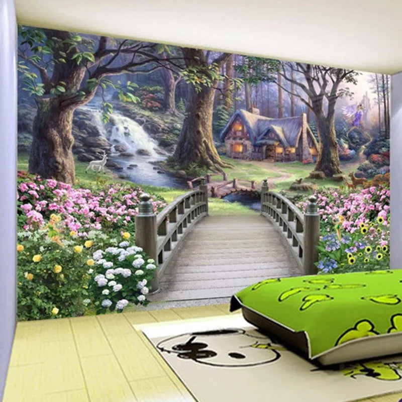 Modern Wallpaper European Fantasy World Forest Garden Custom Photo Wall Paper Murals Kids Room Background Mural Wall Paper