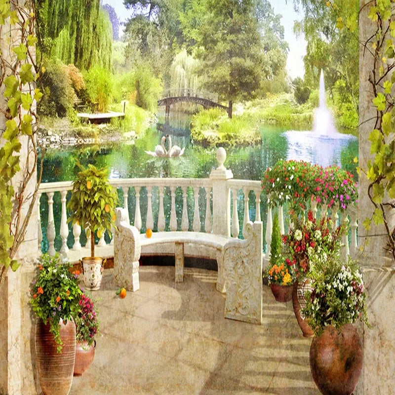 Photo Wallpaper 3d Stereo Balcony Garden Scenery Murals Living Room Dining Room Kitchen Background Home Decor Papel De Parede 3d