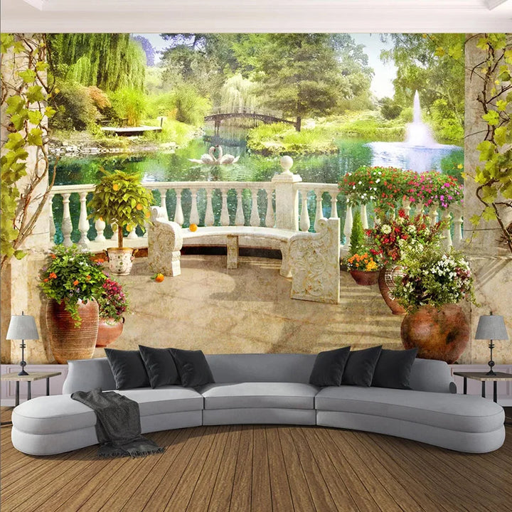 Photo Wallpaper 3d Stereo Balcony Garden Scenery Murals Living Room Dining Room Kitchen Background Home Decor Papel De Parede 3d