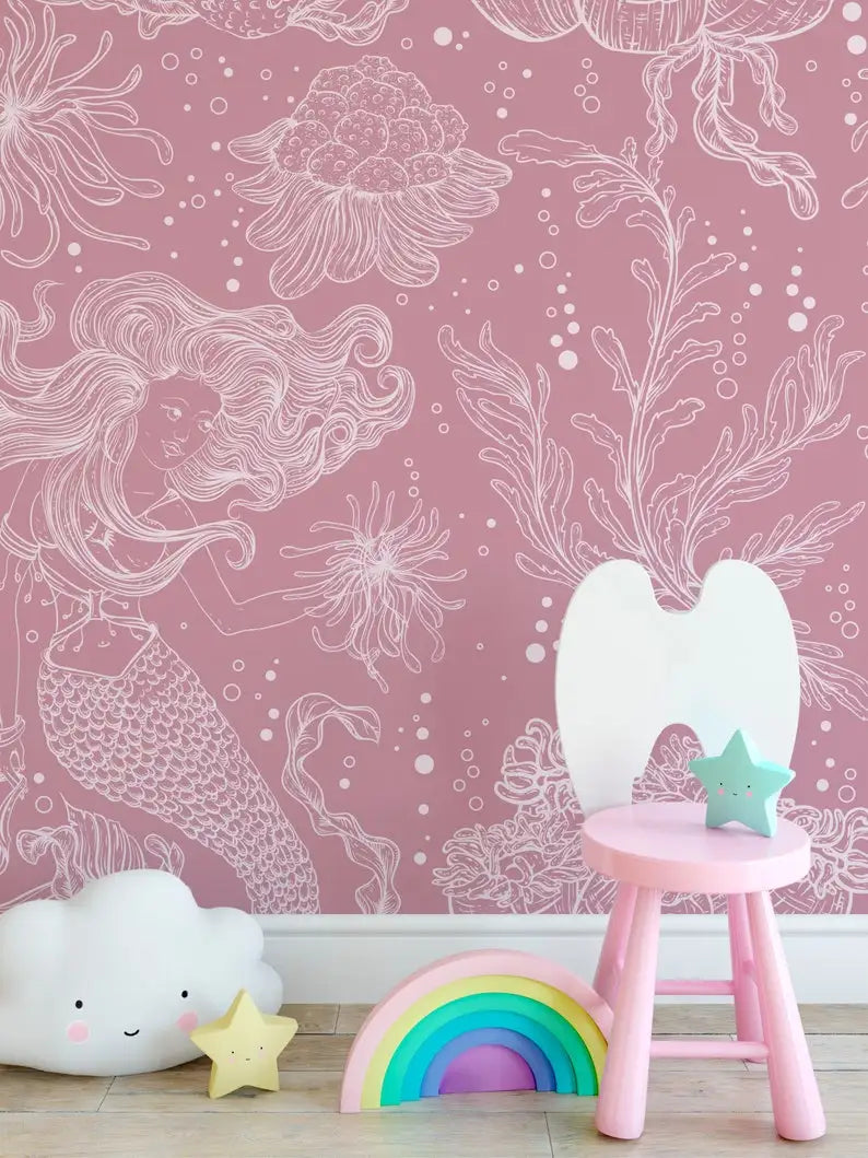 Pink Mermaid Wallpaper