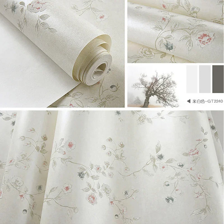 Roll Wallpaper American Garden Bedroom Wallpaper Romantic And Fresh Non-woven Vine Flower Living Room Wallpaper W142