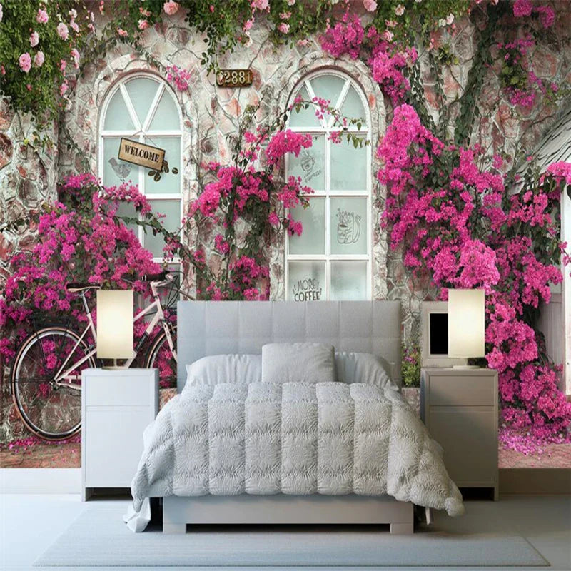 Wellyu Retro And Pastoral Garden Beautiful Rose Tv Sofa Wall Custom Large Mural Green Wallpaper Papel De Parede Para Quarto